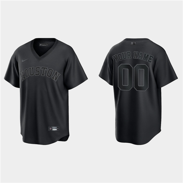 Men's Houston Astros Active Player Custom Black Pitch Black Fashion Replica Stitched Jersey Men's Houston Astros Active Player Custom Black Pitch Black Fashion Replica Stitched Jersey